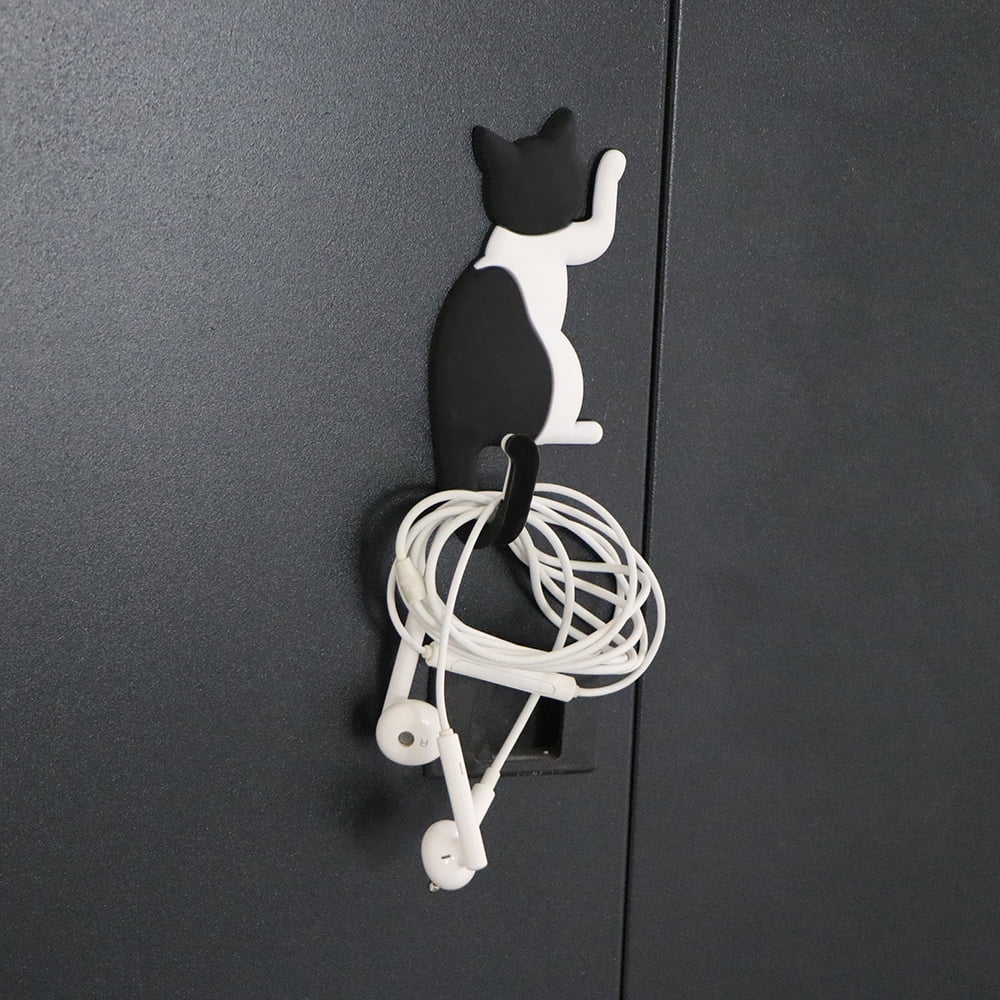 Yellow striped cat//Gray Yellow striped cat 4pcs Comidox Cute Multifunction Cat Magnetic Refrigerator Sticker Fridge Magnet Hanging Hook 2 in 1 Gray cat //Black white cat
